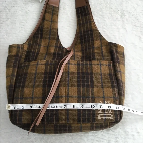 Lucky brand hobo topanga tan plaid bag nwt - Picture 4 of 13